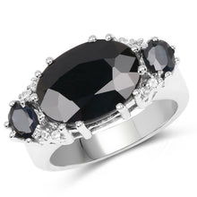 Load image into Gallery viewer, 8.62 Carat Genuine Black Sapphire &amp; White Topaz .925 Sterling Silver Ring
