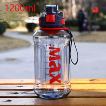 将图片加载到图库查看器，1.2 Liter Large Capacity Sport Water Bottle with Rope Durable Portable Gym Fitness Outdoor Drinking Plastic Bottles Eco-Friendly Plastic Cup Men's high Temperature Resistant Large Capacity Outdoor Portable Water Bottle Sports Fitness Water Bottle
