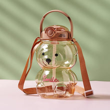 Load image into Gallery viewer, 800ML Water Bottle for Kids with Straw Mug Cup Bear Summer Outdoor Sport Plastic Girls School Cute Drinking Cup Bear Water Bottle with Straw and Strap Cute Water Bottles for Kids Drinking Water Bottles Portable Leak Proof
