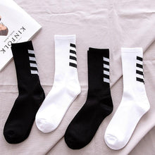 Load image into Gallery viewer, 1 Pair Brand New Fashion Pure Cotton Black White Crew Unisex Socks Sports High Skateboard Blaze Street Wear Happy Long Warm Winter And Autumn Socks For Men And Women
