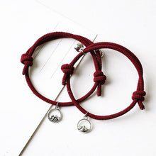 Load image into Gallery viewer, 1 Pair Magnet Couple Bracelets Fashion Simple Solid Color Couple Bracelet Pendants Weaving Bracelet Adjustable Mutual Attraction Weave Rope Braided Charm Pendants Bracelet With Magnetic Bells Vows Of Eternal Love Bracelet For Women Men Gift

