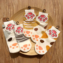 Load image into Gallery viewer, 1 pair New Lady Girls Summer Winter Candy Color Kawaii Cute Socks Cartoon Cute Cats Paw Kitty Claws Ankle Short Socks Cute Paw Casual Ankle Socks For Men And Women
