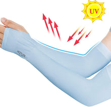 将图片加载到图库查看器，1 Pair Unisex Cool Cycling Sleeve Sport Cooling Arm Sleeves Anti-sunburn Sunscreen UV Sports Fitness Sun Protection Arm Women Sleeves Cooling Arms Men Sports Safety Sleeves Long Soft Tennis Arm Cover
