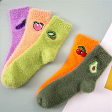 将图片加载到图库查看器，1 pairs Thermal Fluffy Socks Autumn-Winter New Year Socks New Fashion Warm Avocado Cherry Eggplant Socks Warm Ankle Socks Winter Socks For Men And Women
