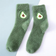将图片加载到图库查看器，1 pairs Thermal Fluffy Socks Autumn-Winter New Year Socks New Fashion Warm Avocado Cherry Eggplant Socks Warm Ankle Socks Winter Socks For Men And Women
