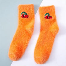 将图片加载到图库查看器，1 pairs Thermal Fluffy Socks Autumn-Winter New Year Socks New Fashion Warm Avocado Cherry Eggplant Socks Warm Ankle Socks Winter Socks For Men And Women
