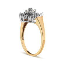 Load image into Gallery viewer, 10K Yellow Gold 1/4 Cttw Round and Baguette cut Diamond Heart Shape Ballerina Ring (H-I Color, I1-I2 Clarity) - Ring Size 7
