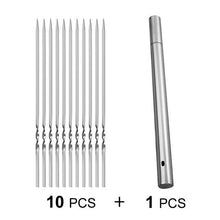 将图片加载到图库查看器，10-20Pcs Stainless Steel Barbecue Skewer Reusable BBQ Skewers Kebab Iron Stick For Outdoor Camping Picnic Tools Cooking Tools Stainless Steel Barbecue Skewers  Durable and Reusable Metal Skewers
