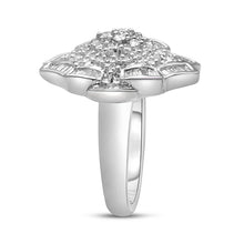 Load image into Gallery viewer, 14K White Gold 7/8 Cttw Round and Baguette-Cut Diamond Cluster Ring (H-I Color, SI2-I1 Clarity) - Size 7
