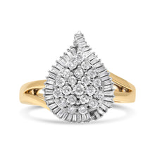 将图片加载到图库查看器，14K Yellow and White Gold 1.00 Cttw Round and Baguette-Cut Diamond Ballerina Cocktail Ring (H-I Color, SI2-I1 Clarity)
