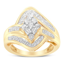 Load image into Gallery viewer, 10K Yellow Gold Diamond Bypass Cluster Ring (1 Cttw, I-J Color, I2-I3 Clarity) - Size 7
