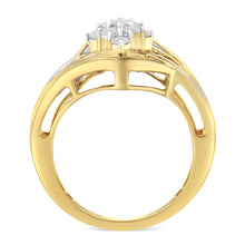 Load image into Gallery viewer, 10K Yellow Gold over .925 Sterling Silver Diamond Bypass Cluster Ring (1 Cttw, I-J Color, I2-I3 Clarity) - Size 6
