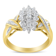Load image into Gallery viewer, 10K Yellow Gold Round And Baguette-Cut Diamond Ring (1/2 Cttw, H-I Color, I1-I2 Clarity) - Size 6
