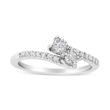Load image into Gallery viewer, 10K White Gold 1/4 Cttw Miracle Set Round Cut Diamond Two-Stone Ring (H-I Color, I2 Clarity) - Size 7
