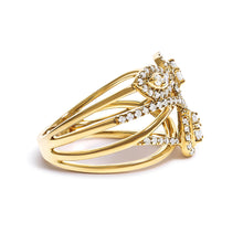 Load image into Gallery viewer, 10K Yellow Gold 1/2 Cttw Diamond Crossover 3 Leaf Floral Cocktail Ring Band (H-I Color, SI1-SI2 Clarity)  - Size 7
