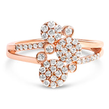 Load image into Gallery viewer, 14K Rose Gold Plated .925 Sterling Silver 1/2 Cttw Diamond Scatter Composite Bypass Ring (I-J Color, I1-I2 Clarity) - Size 7
