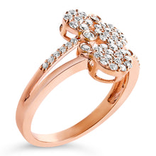 Load image into Gallery viewer, 14K Rose Gold Plated .925 Sterling Silver 1/2 Cttw Diamond Scatter Composite Bypass Ring (I-J Color, I1-I2 Clarity) - Size 7
