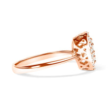 Load image into Gallery viewer, 10K Rose Gold 3/8 Cttw Composite Diamond Pear Shaped Halo Promise Ring (I-J Color, I2-I3 Clarity) - Size 6
