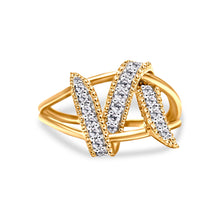 Load image into Gallery viewer, 14K Yellow Gold Plated .925 Sterling Silver 1/4 Cttw Diamond Interlocking Bypass Ring (I-J Color, I1-I2 Clarity) - Size 7
