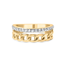 Load image into Gallery viewer, 10K Yellow Gold 1/5 Cttw Diamond Cuban Link Ring Band (I-J Color, I2-I3 Clarity) - Size 7

