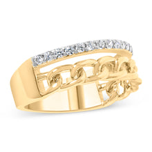 Load image into Gallery viewer, 10K Yellow Gold 1/5 Cttw Diamond Cuban Link Ring Band (I-J Color, I2-I3 Clarity) - Size 7
