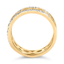 将图片加载到图库查看器，10K Yellow Gold 1/5 Cttw Diamond Two Row Cuban Link Ring (I-J Color, I2-I3 Clarity) - Size 7
