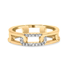 Load image into Gallery viewer, 10K Yellow Gold Diamond Accent Paperclip Band Ring (I-J Color, I2-I3 Clarity) - Size 7
