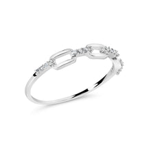 Load image into Gallery viewer, .925 Sterling Silver Diamond Accent Paperclip Band Ring (I-J Color, I2-I3 Clarity) - Ring Size 6
