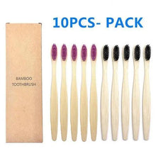 Load image into Gallery viewer, 10 Pcs Natural Colorful Toothbrush Eco Friendly Soft Bamboo Toothbrush Bamboo Tooth Dental Oral Care Wood Tooth Brushes
