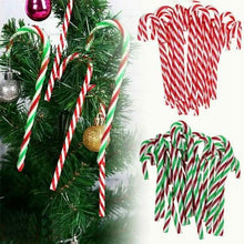 Load image into Gallery viewer, 10-Piece: Plastic Candy Cane Ornaments
