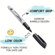 将图片加载到图库查看器，10-Pieces: Black Permanent Markers Fine Tip
