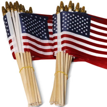将图片加载到图库查看器，100-Pack: USA 4x6 in Wooden Stick Flag
