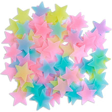 Load image into Gallery viewer, 100-Pieces: Colorful Luminous Stars Plastic Wall Sticker
