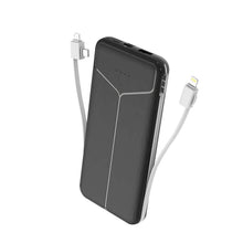 Load image into Gallery viewer, 10000mAh Power Bank Portable Charger with US Plug 2 Built-in Cables External Battery Pack
