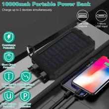 Load image into Gallery viewer, 10000mAh Solar Power Bank External Battery Pack
