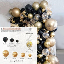 将图片加载到图库查看器，101pcs Gold Black Balloons Garland Arch Kit For Graduations Party Wedding Birthday Christmas Party Decoration For Birthday Wedding and Aniversaly
