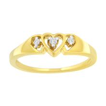 Load image into Gallery viewer, 10KT Yellow Gold 1/20 cttw Diamond Triple Heart Diamond Ring (K-L, I1-I2) - Size 7
