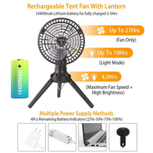 Load image into Gallery viewer, 10400 mAh Portable Camping Fan
