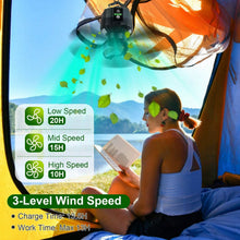 Load image into Gallery viewer, 10400mAh USB Battery Powered Hanging Tent Lantern Fan Power Bank
