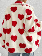 Load image into Gallery viewer, Cute Heart Zip Up Drop Shoulder Furry Jacket Cozy &amp; Trendy Cold-Weather Essential Warm Soft Winter Jacket For Your Girl
