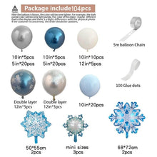 将图片加载到图库查看器，104pcs Snowflake Ice Snow Metal Balloon For Birthday Party Decor Baby Showers Winter Themed Balloons For Party Wedding and Birthday Boy Party Ballons

