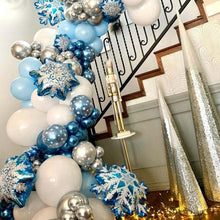 将图片加载到图库查看器，104pcs Snowflake Ice Snow Metal Balloon For Birthday Party Decor Baby Showers Winter Themed Balloons For Party Wedding and Birthday Boy Party Ballons
