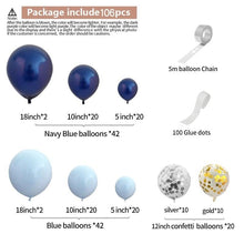 将图片加载到图库查看器，106pcs New Retro Blue Balloon Garland Arch Kit Confetti Balloons For Baby Shower Wedding Birthday Party Anniversary Ballon Decoration Shower Party
