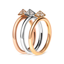 Load image into Gallery viewer, 14K Tri Color Gold 1/3 Cttw Diamond Pyramid Stackable Band Ring Set (G-H Color, SI1-SI2 Clarity) - Size 7
