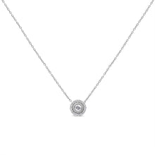 将图片加载到图库查看器，.925 Sterling Silver 1/2 Cttw Round Diamond Halo Circle Pendant 18" Necklace (I-J Color, I2-I3 Clarity)
