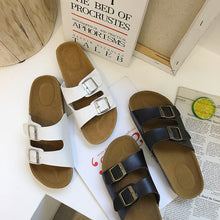 将图片加载到图库查看器，Soft Casual Slippers Women Summer Beach Slides Slippers Flip Flops Non-slip Buckle Strap Girls Indoor Outside Shoes Adjustable Double Buckle Strap Casual Comfort Footbed Slides Sandals For Indoor And Outdoor Beach
