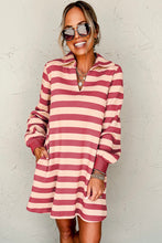 Load image into Gallery viewer, Classic Contrast Black Striped Collar Long Sleeve Mini Dress Stylish &amp; Trendy Casual Dress for Women
