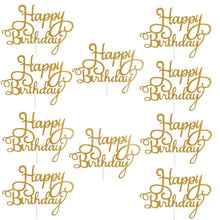 将图片加载到图库查看器，10pcs Glitter Happy Birthday Cake Topper Happy Birthday Cake Topper Happy Birthday Cupcake Topper Glitter Gold Decoration Bling Sparkle Decoration Sign Happy Birthday Cake Topper Girl Birthday Dessert Decor
