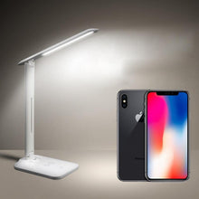Load image into Gallery viewer, 10W LED Desk Lamp with phone Wireless Charger, USB Charging Port, Dimmable Eye-Caring Office Lamp for Work,  Folding Design Decorative Table Lamp Cute Study Lamps for Bedroom Décor
