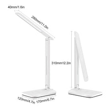 Load image into Gallery viewer, 10W LED Desk Lamp with phone Wireless Charger, USB Charging Port, Dimmable Eye-Caring Office Lamp for Work,  Folding Design Decorative Table Lamp Cute Study Lamps for Bedroom Décor
